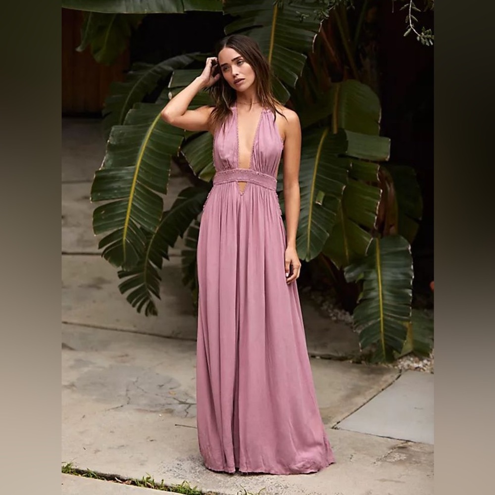 Free People Look Into The Sun Maxi Dress in Mulberry (pink/purple/mauve)